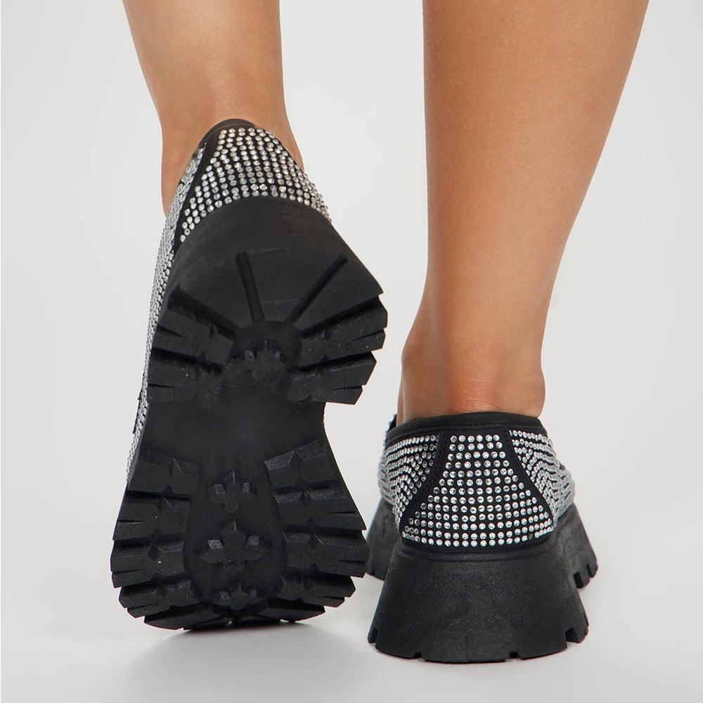 Always Stylin' Rhinestone Loafers - Black - Picture 4 of 7